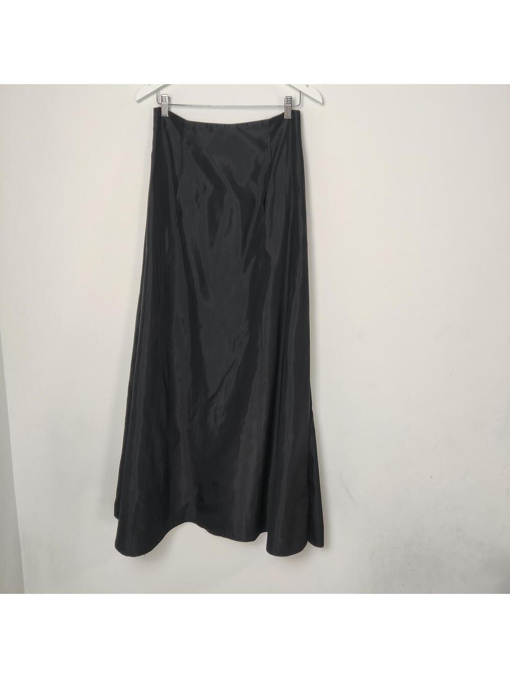 JS Collections Black Satin A-Line Maxi Skirt Size 8 Whimsigoth